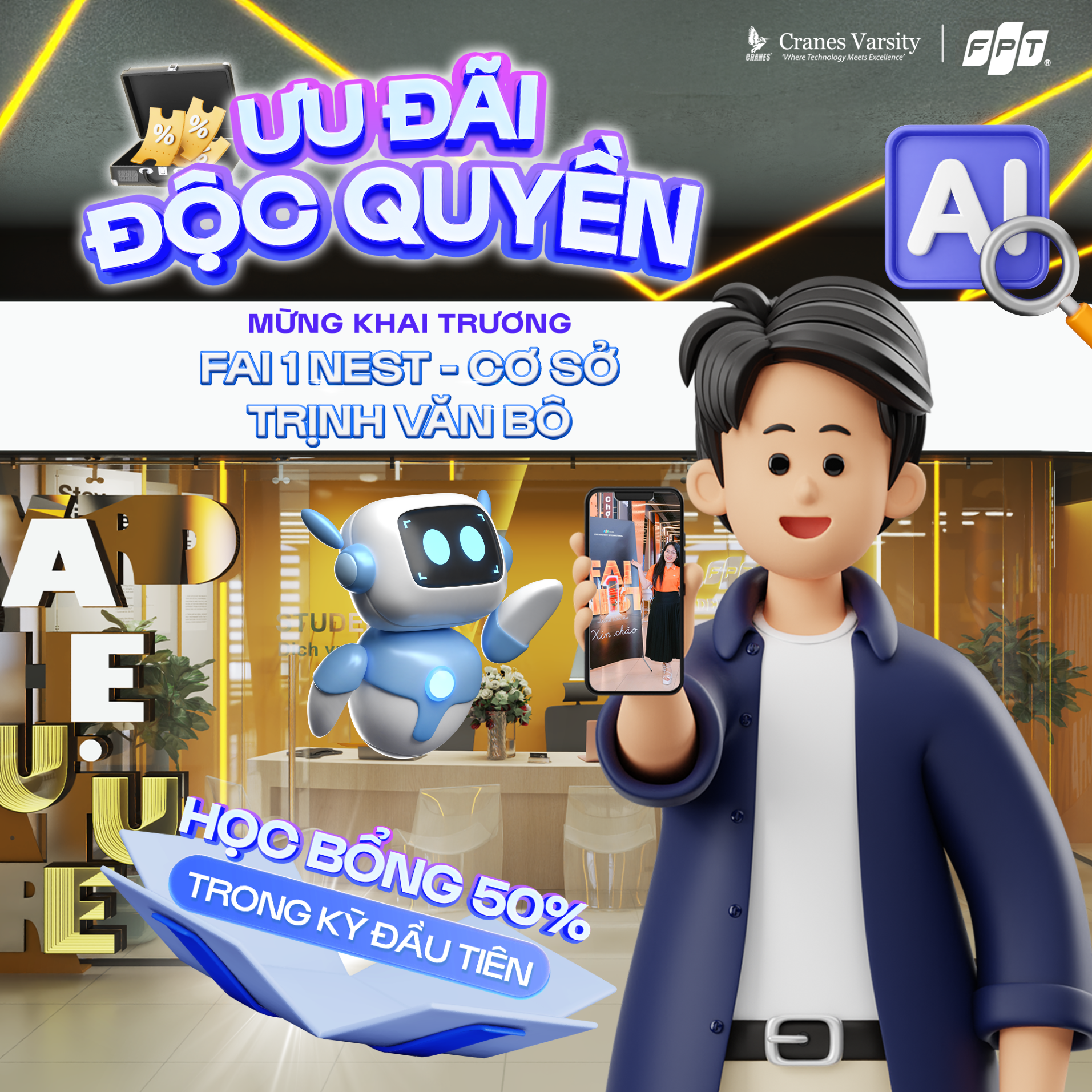 Học bổng đến 50% học phí kỳ 1 mừng Cranes FPT khai trương cơ sở Hà Nội – Sẵn sàng bứt phá cùng công nghệ tương lai